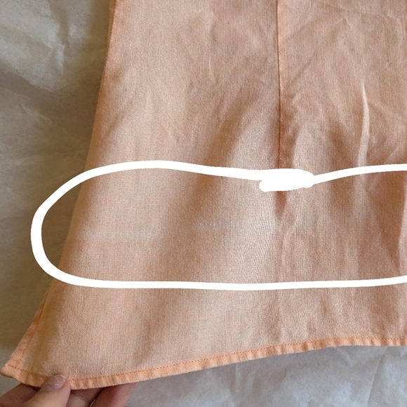 Irish Linen 100% Peach Pink Sleeveless Blouse Button Down Embroidered Medium - Picture 13 of 16